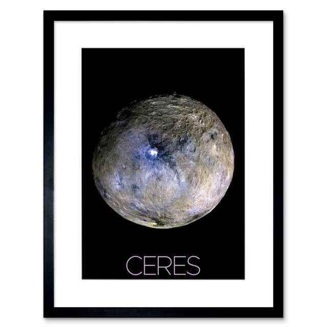 "NASA Dwarf Planet Ceres False-Color 9x7"" Black Framed Wall Art Print"