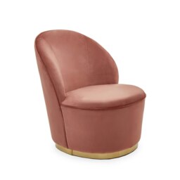 Orsina Luxe Dusty Pink Velvet Gold Base Chair, Classic Gold Finish Accent Chair, Velvet Upholstered Armless Chair