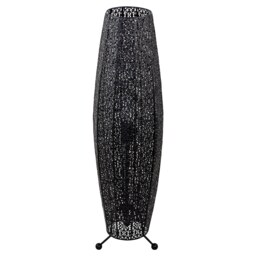 Traditional and Ornate Floral Moroccan Floor Lamp in Black Gloss