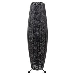Traditional and Ornate Floral Moroccan Floor Lamp in Black Gloss