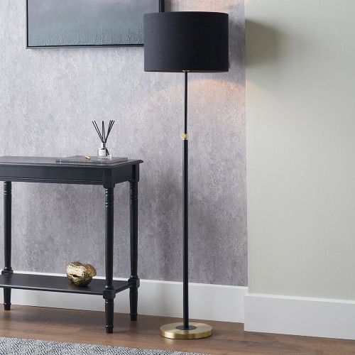 Bryce Black and Gold Metal Rise and Fall Floor Lamp Black Black 1