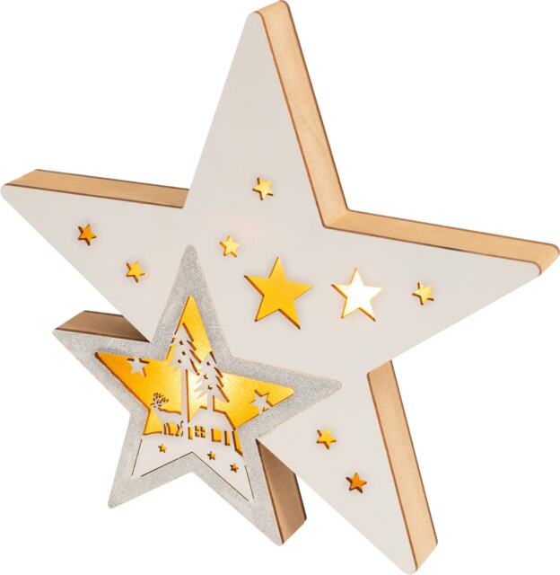 St Helens Wooden Light Up Christmas Star