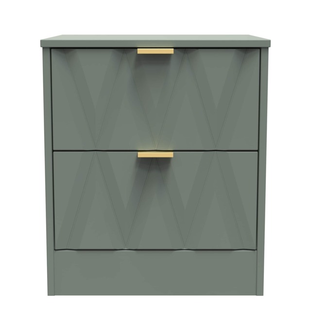 Washington 2 Drawer Compact Bedside Cabinet in Reed Green (Ready Assembled) Green Reed Green