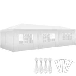 Gazebo Miramas with 8 side panels, water-resistant, 9x3m White white 900 x 300 x 250 cm 1
