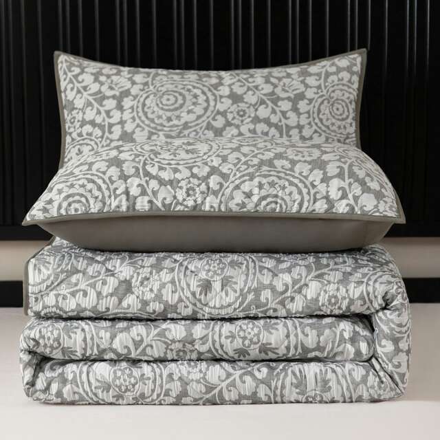 Intimates Matteo Luxury Jaquard Floral Quilted Bedspread Set Multi Multi Double