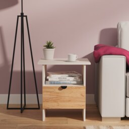 Norway Bottom Drawer Lamp Table in Gold Craft & Kashmir (Ready Assembled) Brown Gold Craft & Kashmir