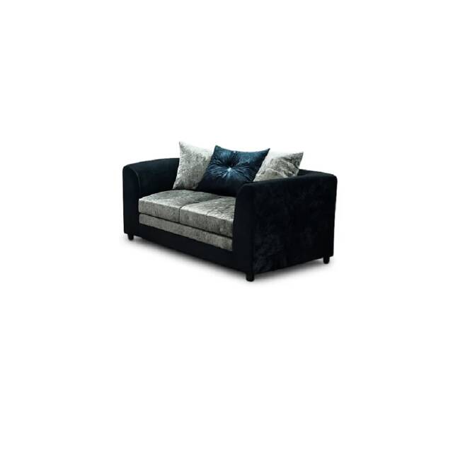 BELLA 2 SEATER CRUSHED VELVET SOFA IN SILVER/BLACK