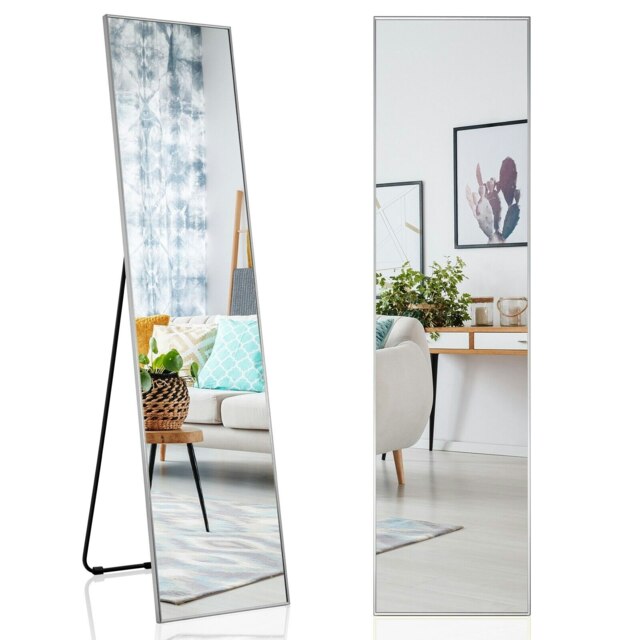 COSTWAY 160 x 40cm Wall-mounted Full Length Mirror Sliver Silver