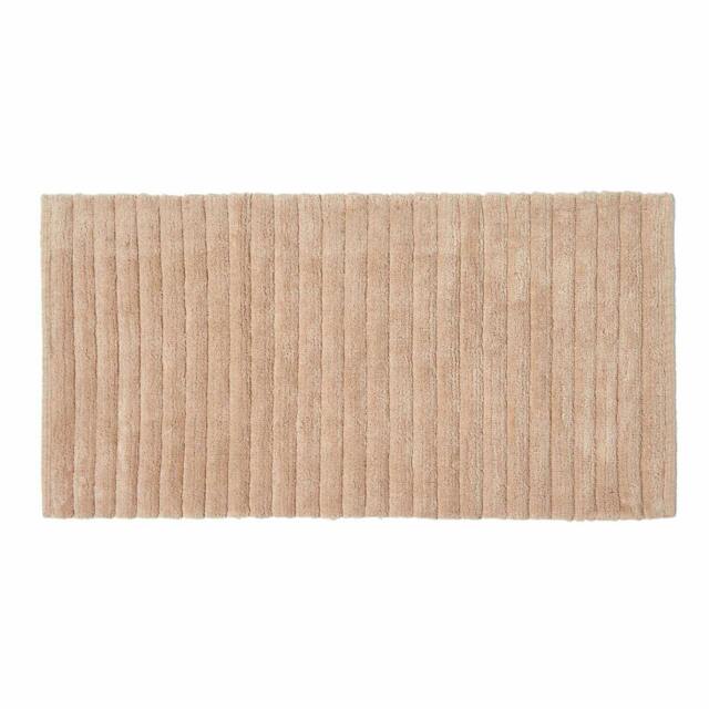 Homescapes Ribbed Cotton Spa Style Beige Bath Mat