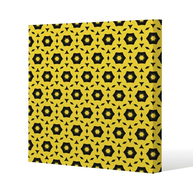 Yellow & Black Geometric Pattern (Canvas Print) Cream