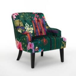 Fabric Green Patchwork Lydia Accent Chair