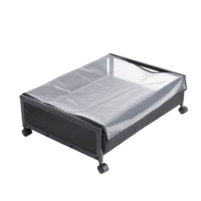 Living and Home 1Pcs Under Bed Steel Storage Organizer Basket with Wheels Black