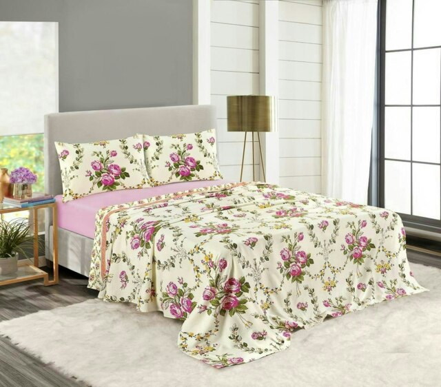 Olivia Flannelette Pink Double Sheet Set