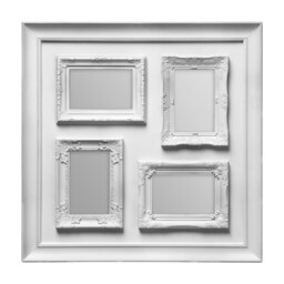 Vintage Style Silver 4 Photo Frame,Luxe Image Holder With Silver Decorative Detail,Photo Display Wall Decor Silver One Size