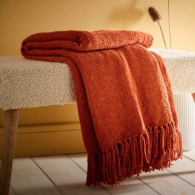 Appletree Chenille Throw Throw Terracotta