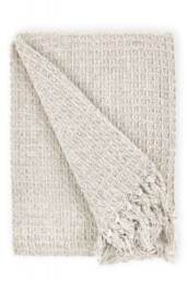 "Waffle Collection Recycled Cotton Throw in Ivory (70"" x 100"") Cream Beige"