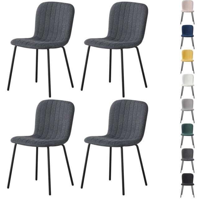 MCC Direct Set of 4 Bouclé Fabric Dining Chairs Kitchen Accent Chairs Bella