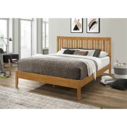 "4ft 6"" Double Glastonbury Oak Shaker Style Wood Bed Frame - (143cm)"