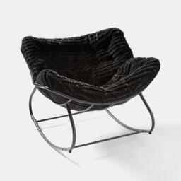 OHS Ribbed Faux Fur Rocking Chair Upholstered Metal Frame Cushioned