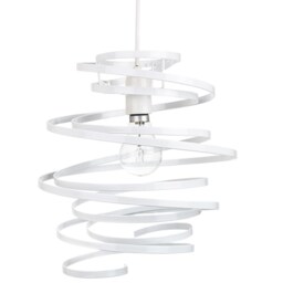 Contemporary White Gloss Metal Double Ribbon Spiral Swirl Ceiling Light Pendant White White 1