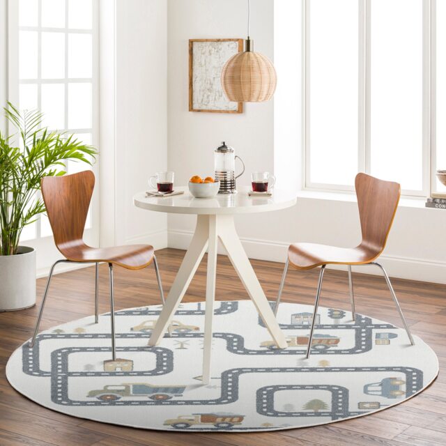LIVABLISS Lillian-Kids Washable Round Rug Ø160 cm Beige Grey Orange Blue