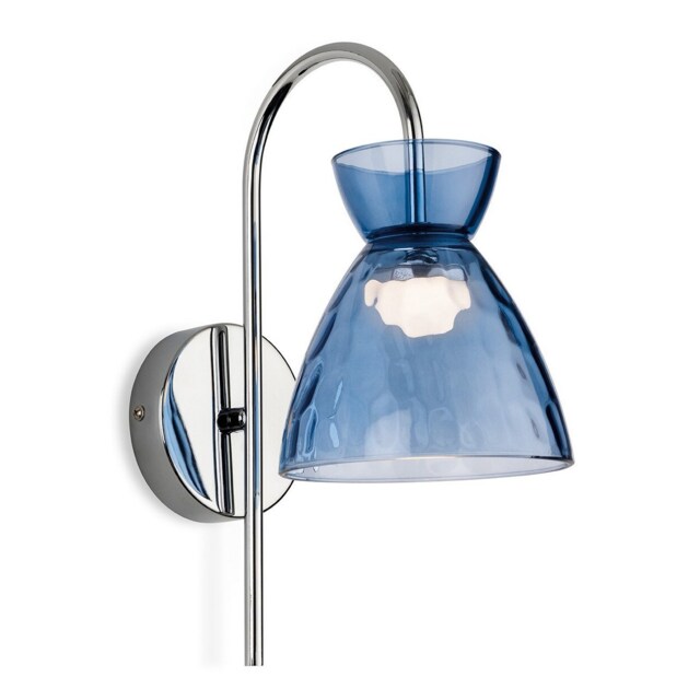 Royale Dome Wall Light Chrome with Blue Decorative Glass 3w LED 401lm 3000K