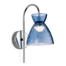 Royale Dome Wall Light Chrome with Blue Decorative Glass 3w LED 401lm 3000K