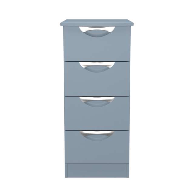 Holborn 4 Drawer Bedside Cabinet in Denim Blue (Ready Assembled) Blue Denim Blue