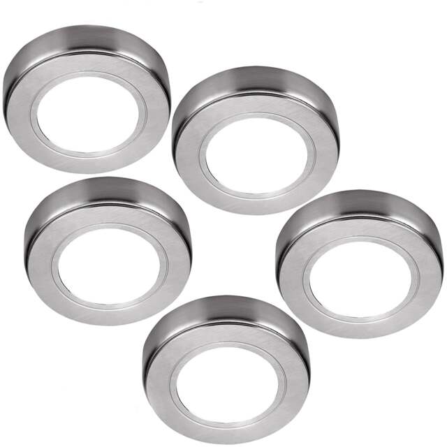 Brushed Nickel LED Under Cabinet Lighting Kit - 5 Pack - Natural White - 240V Mains Powered
