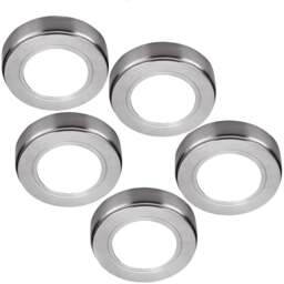 Brushed Nickel LED Under Cabinet Lighting Kit - 5 Pack - Natural White - 240V Mains Powered