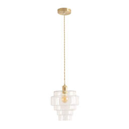 ValueLights Lane Clear Glass 5 Tier Layer Shade Gold Single Pendant Gold