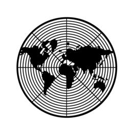 Decortie Dart World Metal Wall Art 60x60cm Black