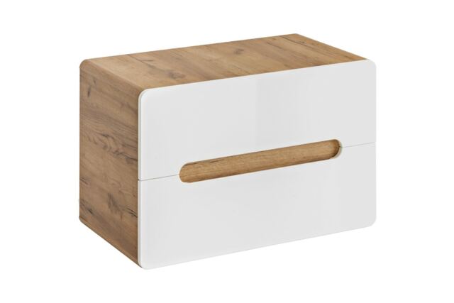 Bathroom Vanity Unit Countertop 800mm Wall Cabinet with Drawers White Gloss Oak Arub