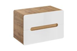 Bathroom Vanity Unit Countertop 800mm Wall Cabinet with Drawers White Gloss Oak Arub