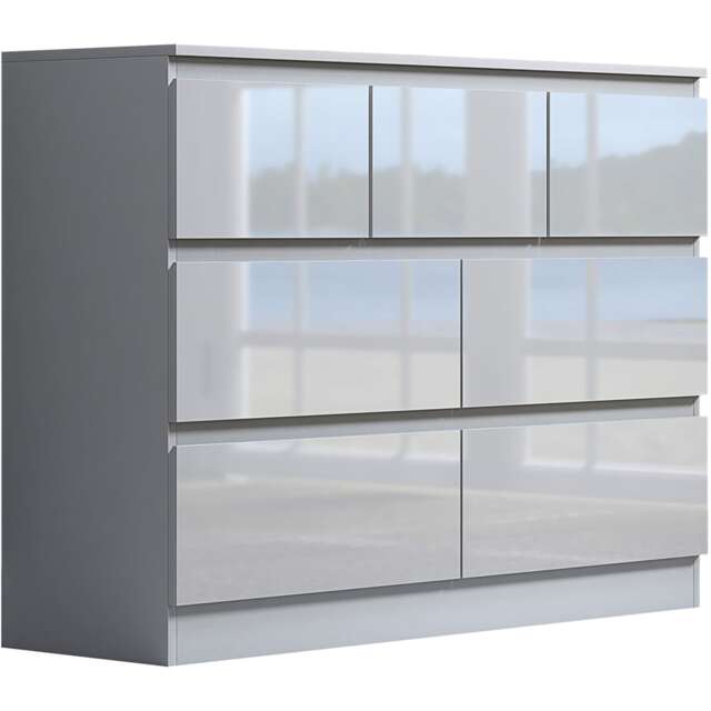 Fairfield Minimalist Large Chest of Drawers 7 Draw In Gloss White White White 1