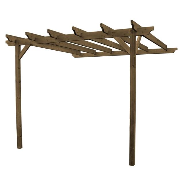 Wall Mounted Garden Pergola - Wood - L240 x W480 x H270 cm - Rustic Brown
