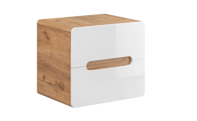 600mm Vanity Unit for Countertop Sink Wall Bathroom Cabinet with Drawers Handleless White Gloss Oak Arub
