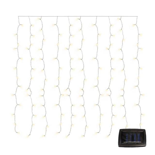 Gardenwize 192 LED Solar Curtain Fence Lights Warm White Outdoor