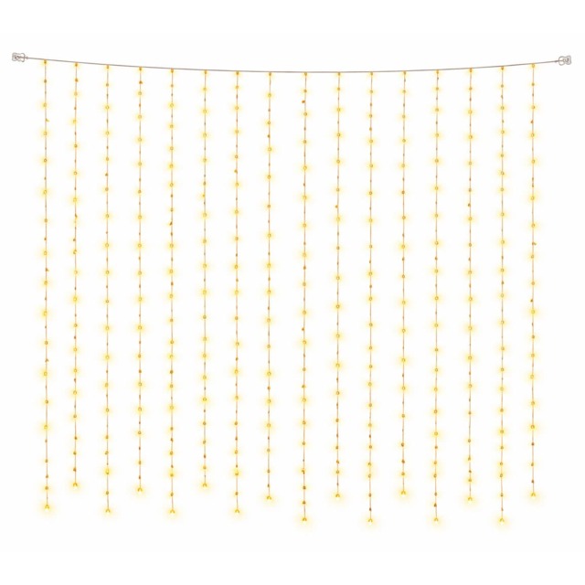 Gardenwize 192 LED Solar Curtain Fence Lights Warm White Outdoor