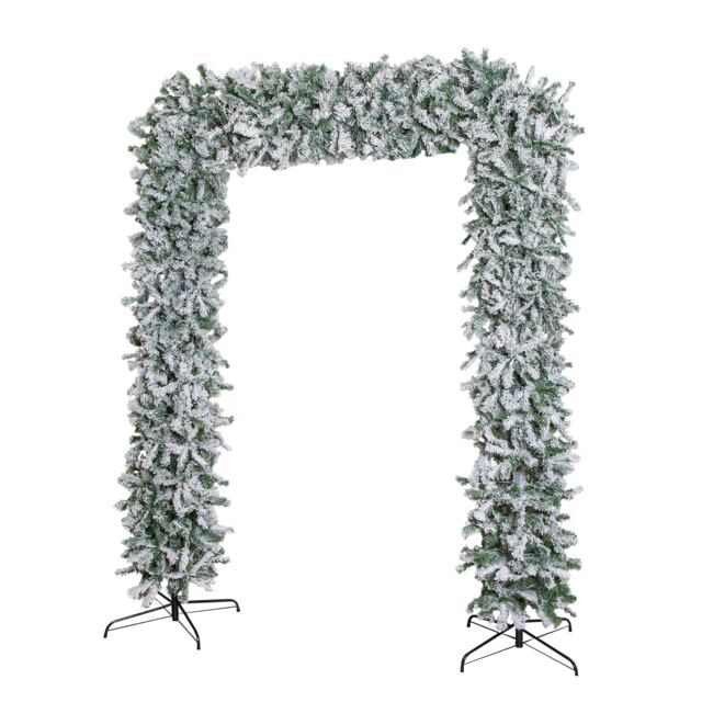 8ft Samuel Alexander Single Door Snow Flocked Christmas Tree Flat Top Arch with 2000 Tips