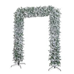 8ft Samuel Alexander Single Door Snow Flocked Christmas Tree Flat Top Arch with 2000 Tips