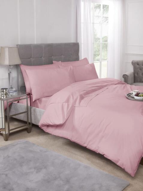Percale Collection 180 Thread Count Percale Fitted Valance Sheet in Pink - King