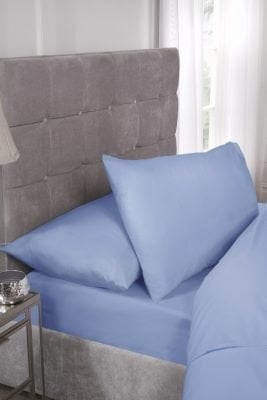 Percale Collection 180 Thread Count Percale Fitted Sheet in Blue - Single