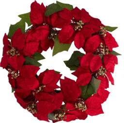 45cm Artificial Christmas Hanging Wreath with Poinsettia Flower & Berry Xmas Gift
