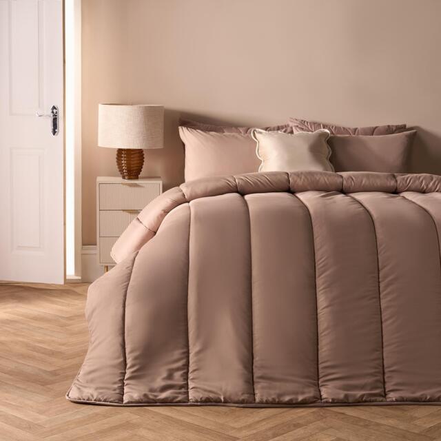 OHS Soft Coverless 10.5 TOG Duvet Set Pillowcase Quilted Cover Bronze Natural Double