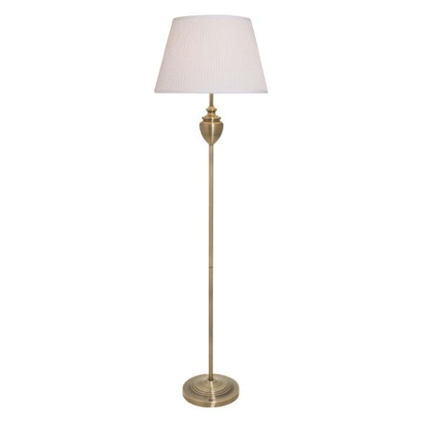 Giona Antique Brass and White Shade Floor Lamp