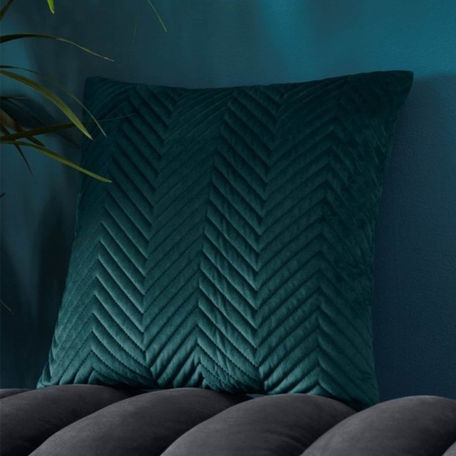 Portfolio Home Pinsonic Velvet Teal Filled Cushion 43x43cm