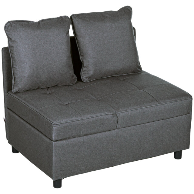 HOMCOM Convertible Single Sofa Bed with Thick Padded Seat, 3-in-1 Multi-Functional Sleeper Chair Bed with Magazine Pocket, for Living Room, Grey