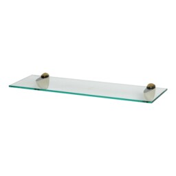 Harbour Housewares Floating Glass Shelf - 60cm - Metallic Brackets - Bathroom Shower Storage Vanity Display Unit Shelf Gold Gold 1