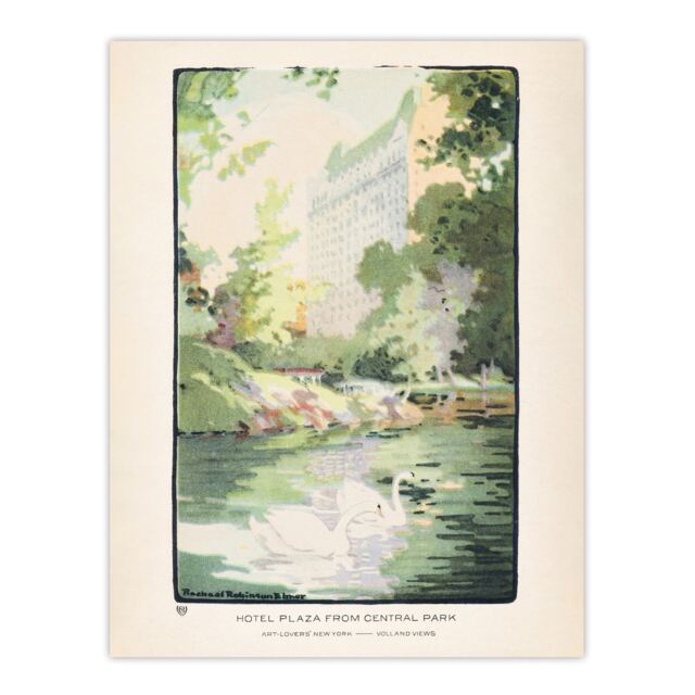 "Hotel Plaza from Central Park Elmer Wall Art Poster Print 12X16"""